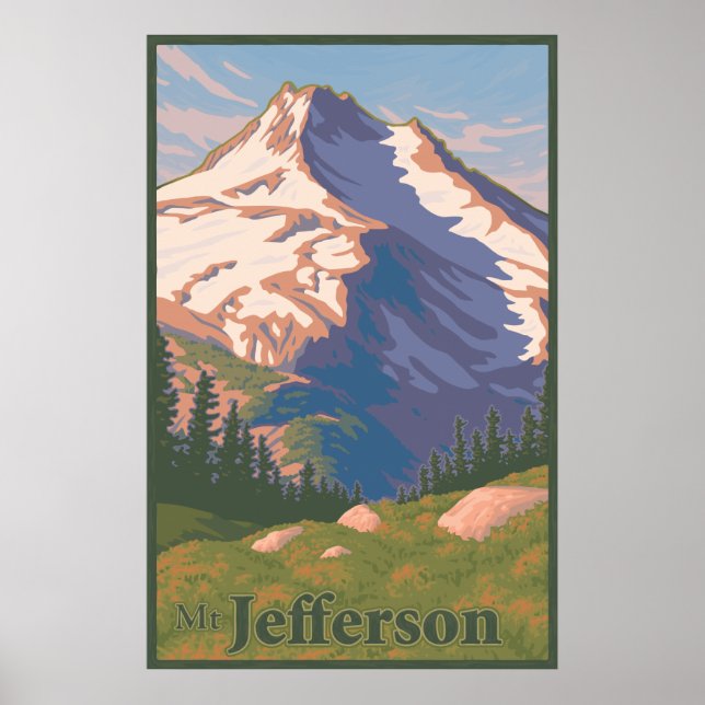 Poster touristique vintage Mt. Jefferson (Devant)