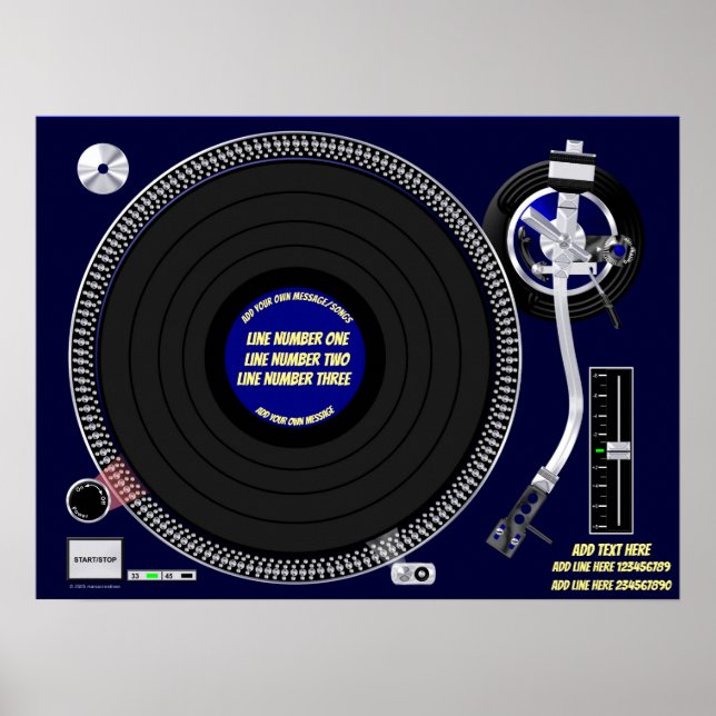 Poster Tourne-disque 24" x 18" (personnalisable) (Devant)