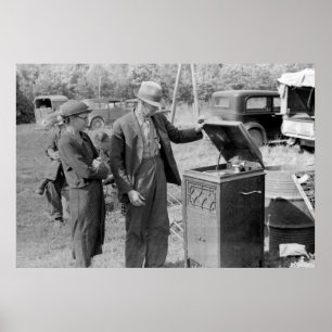 Poster Tourne-disque antique, les années 1930