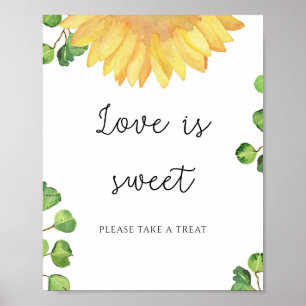 Poster Tournesol à l'aquarelle l'amour est doux prenez un