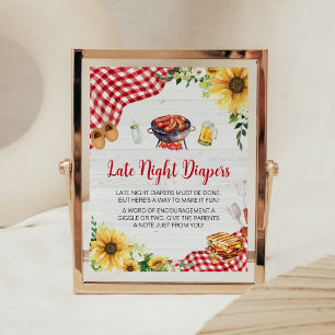 Poster Tournesol Baby shower barbecue Diapositives noctur