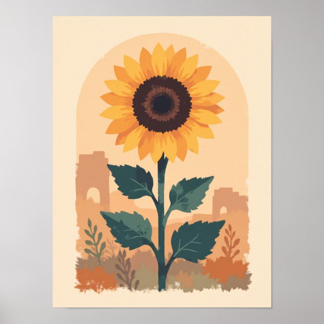Poster Tournesol boho minimaliste (Devant)
