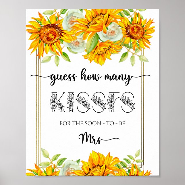 Poster Tournesol combien de baisers jeu de douche nuptial (Devant)