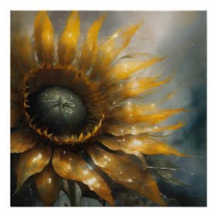 Poster Tournesol Cosmique - Impression d'art numérique de