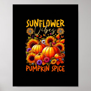 Poster Tournesol Cute Vibes Épice de Citrouille Thanksgiv