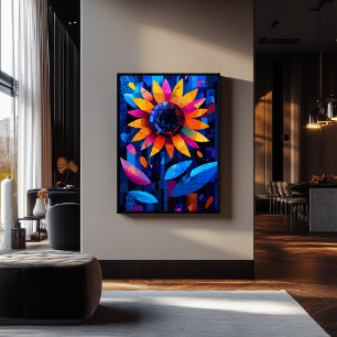 Poster Tournesol de géométrie expressionniste - Art actif