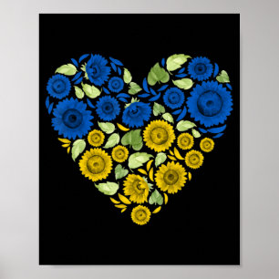 Poster Tournesol du coeur ukraine Je suis avec l'Ukraine 