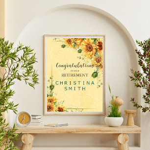 Poster Tournesol Elegant Watercolor Retraite Party