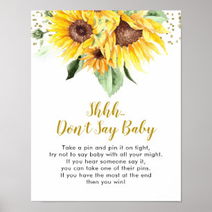Poster Tournesol est en chemin Baby shower Don't Say Baby