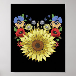 Poster Tournesol Etpoppies Drôle Floral Ukraine Ukrainien