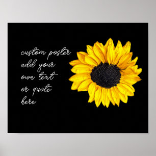 Poster tournesol jaune sur noir ajouter votre propre text
