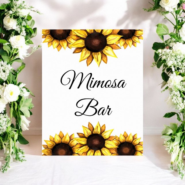 Poster Tournesol Mimosa Bar Jaune Blanc Mariage Floral (Créateur téléchargé)