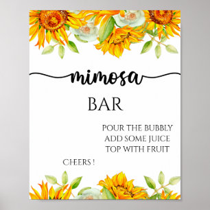 Poster Tournesol mimosa bar signe de douche nuptiale