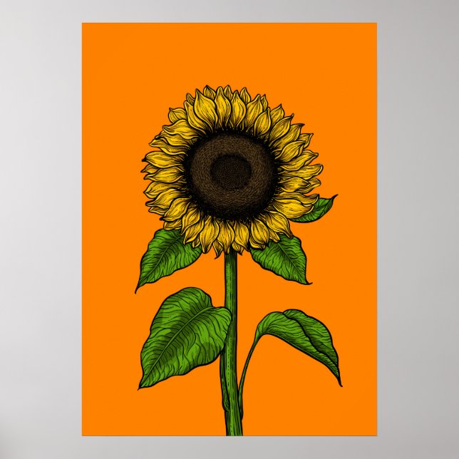 Poster Tournesol orange (Devant)