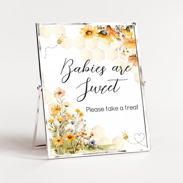 Poster Tournesol Petit miel Les bébés sont doux (Sunflower Little Honey Baby Shower Babies are Sweet Sign)