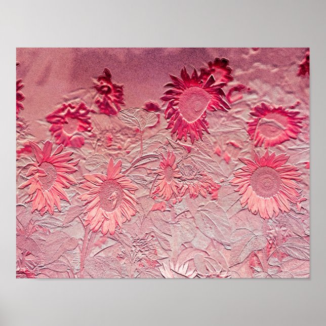Poster Tournesol rose Floral Vintage Design chic (Devant)