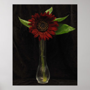 Poster Tournesol rouge simple