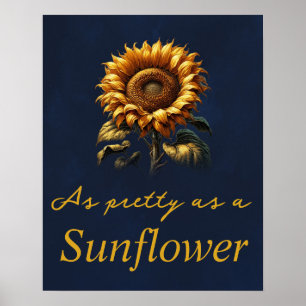 Poster Tournesol rustique bleu