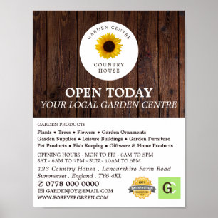Poster Tournesol rustique, Centre de jardin, Horticulteur