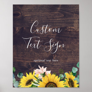 Poster Tournesol rustique   Panneau texte personnalisé bo