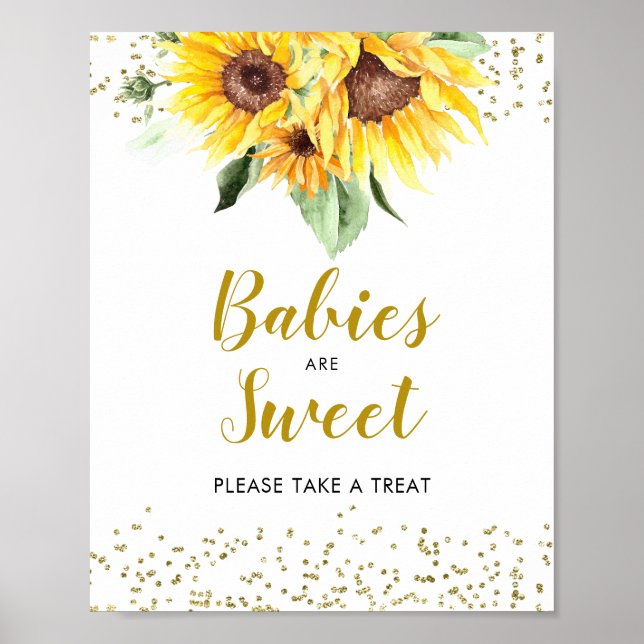 Poster Tournesol sur le chemin Baby shower Bébés sont dou (Devant)