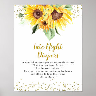 Poster Tournesol sur le chemin Baby shower Late Night Dia