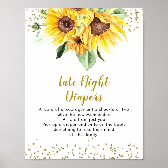 Poster Tournesol sur le chemin Baby shower Late Night Dia (Devant)