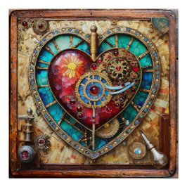 Poster Tournesol Tiré Coeur Série Steampunk