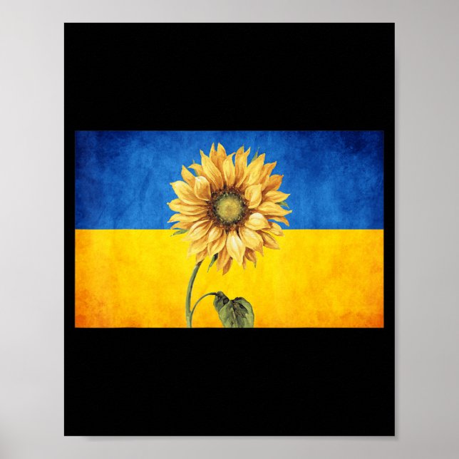 Poster Tournesol Ukraine Drapeau ukrainien Vintage stand  (Devant)