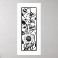 Tournesol Vertical Art Imprimer Noir Et Blanc