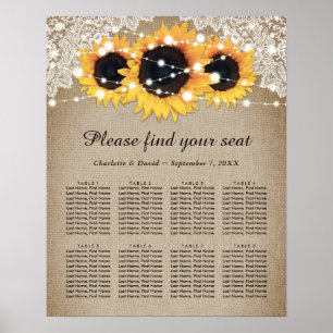 Poster Tournesol Vintage Burlap Mariage Siège Graphique 8