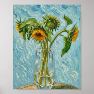 Poster Tournesols de Van Gogh dans un vase en verre