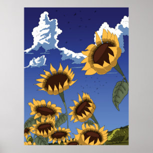 Poster Tournesols en été
