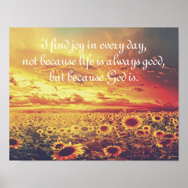 Poster Tournesols, Je Trouve Joie... Devis inspirant (Devant)