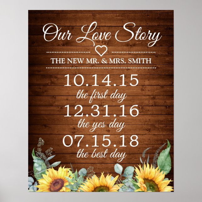 Poster Tournesols Notre histoire d'amour Timeline Mariage (Devant)
