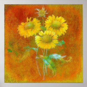 Poster Tournesols peints doux