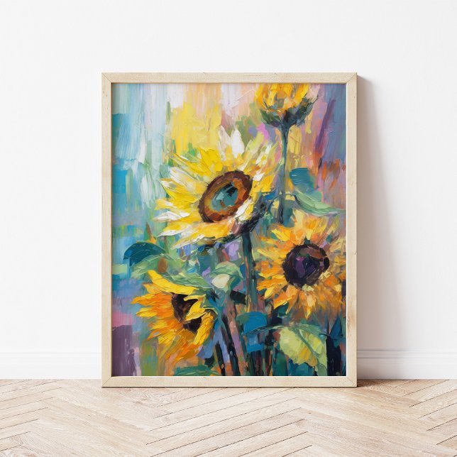 Poster Tournesols Peinture Abstraite Florale moderne (Créateur téléchargé)