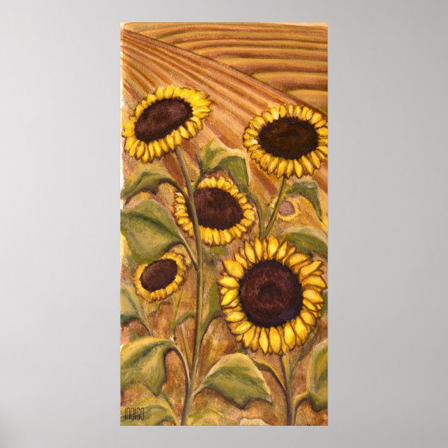 Poster Tournesols Peinture des imprimés d'art paysager ca (Devant)