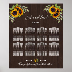 Poster Tournesols romantiques Grange Mariage Carte de siè