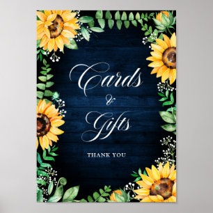 Poster Tournesols rustiques Bébé's Breath Navy Cartes et 