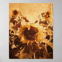 Tournesols Vintages géants Sepia Découpage Art