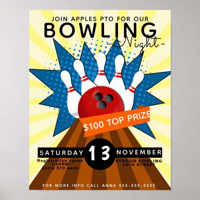 Poster tournoi de bowling, tournoi de bowling (Devant)