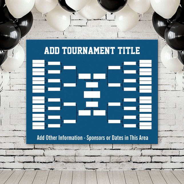 Poster Tournoi de sport bleu crochet (Custom Tournament Bracket Poster)