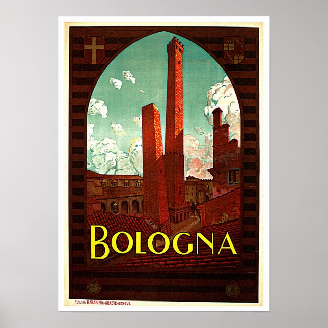 Poster Tours de Bologne Italie Vintage (Devant)