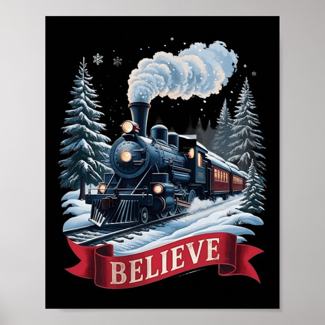 Poster Tous à bord Express polaire Noël Pôle Nord Noël (Devant)