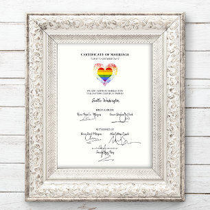 Poster Tous les certificats de Mariage LGBT Pride Rainbow
