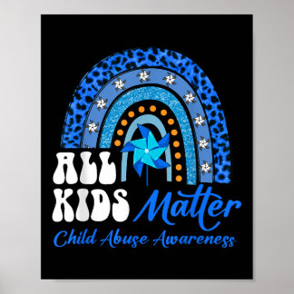 Poster Tous les enfants - Pinwheel Blue Rainbow Child Abu