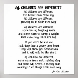 Poster TOUS LES ENFANTS SONT DES POèmes DIFFÉRENTS