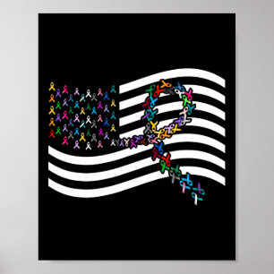 Poster Tous les problèmes de cancer Drapeau américain Tou