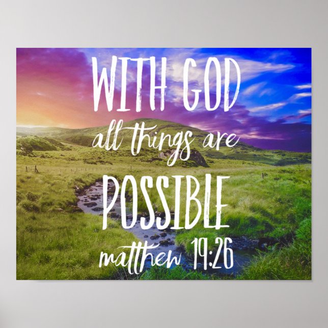 Poster Tous les Things Are Possible Bible Versets Scriptu (Devant)